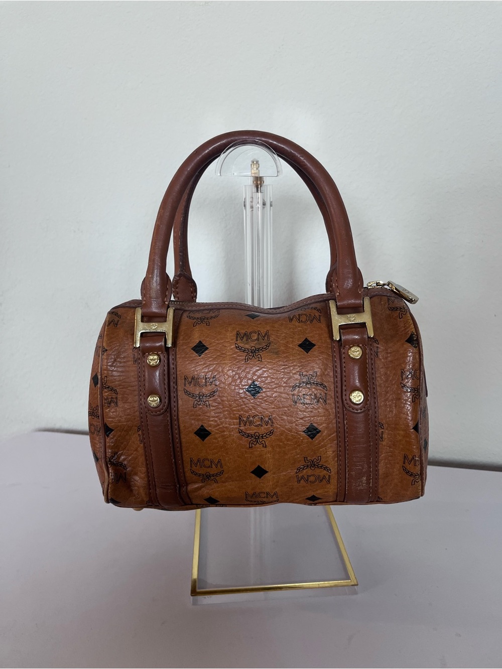 MCM SMALL COGNAC VISETOS BOSTON BAG. - Picture 3 of 13